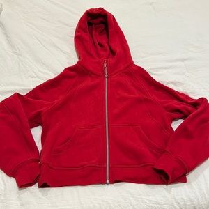 Scuba oversized full zip. Dark red.